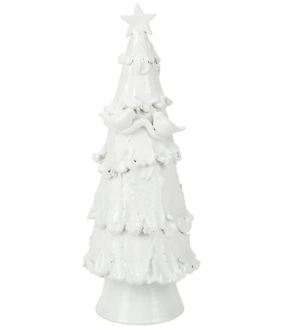 VIETRI Holiday Foresta Collection Large White Tree with Birds & Star