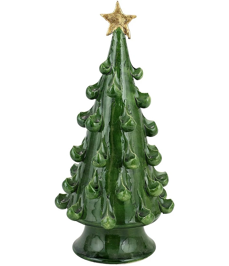 VIETRI Holiday Foresta Collection Medium Christmas Tree with Gold Star Figurine