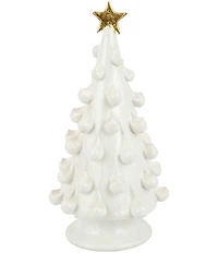 VIETRI Holiday Foresta Collection White Medium Christmas Tree with Gold Star Figurine