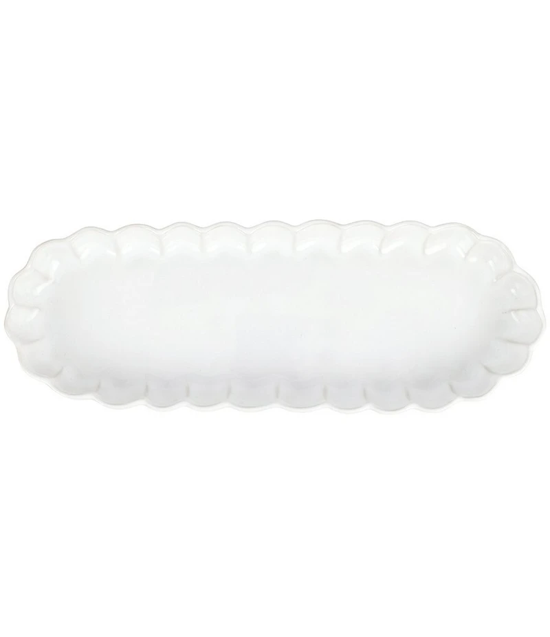 VIETRI Incanto Stone White Ruffle Oval Tray