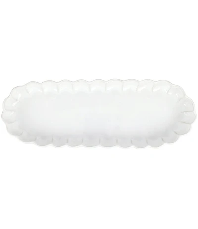 VIETRI Incanto Stone White Ruffle Oval Tray