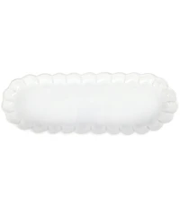 VIETRI Incanto Stone White Ruffle Oval Tray