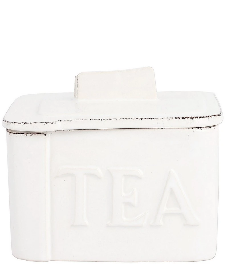 VIETRI Lastra White Tea Canister