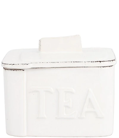 VIETRI Lastra White Tea Canister