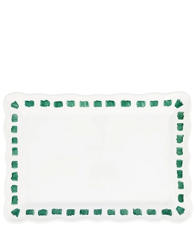 VIETRI Lisbon Green Stitch Rectangular Platter