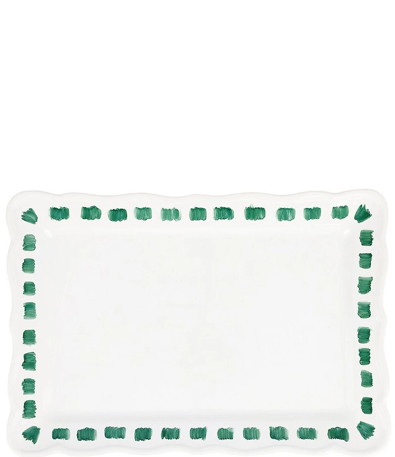 VIETRI Lisbon Green Stitch Rectangular Platter