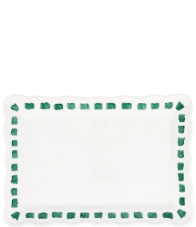 VIETRI Lisbon Green Stitch Rectangular Platter