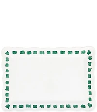 VIETRI Lisbon Green Stitch Rectangular Platter
