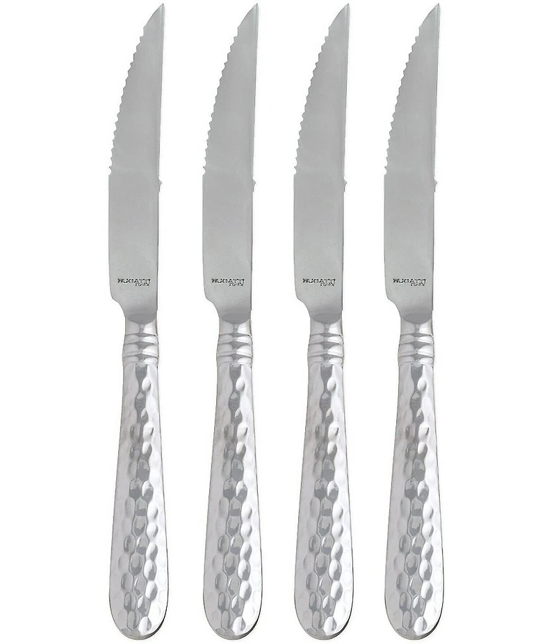 VIETRI Martellato Silver Steak Knife - Set of 4