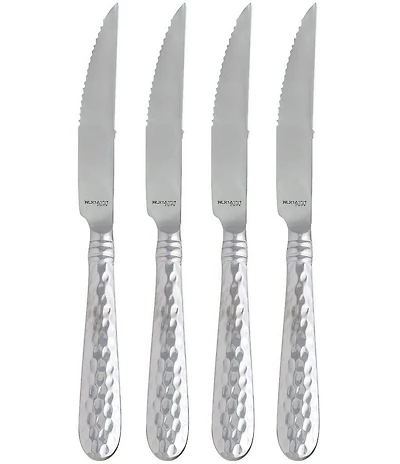 VIETRI Martellato Silver Steak Knife - Set of 4