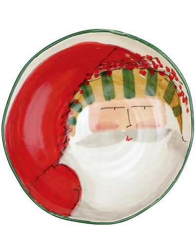 VIETRI Old St. Nick Pasta Bowl - Striped Hat