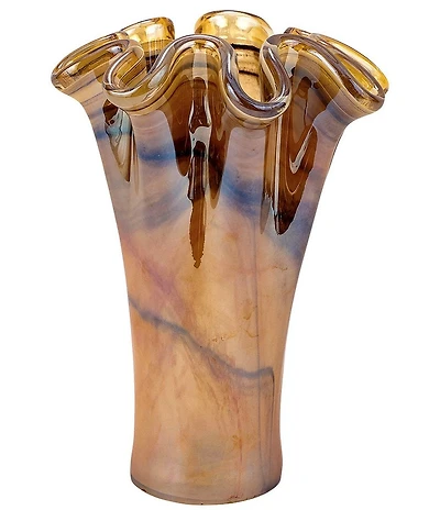 VIETRI Onda Glass Tortoise Shell Collection Short Vase