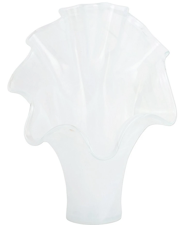 VIETRI Onda Glasss White Fanned Vase