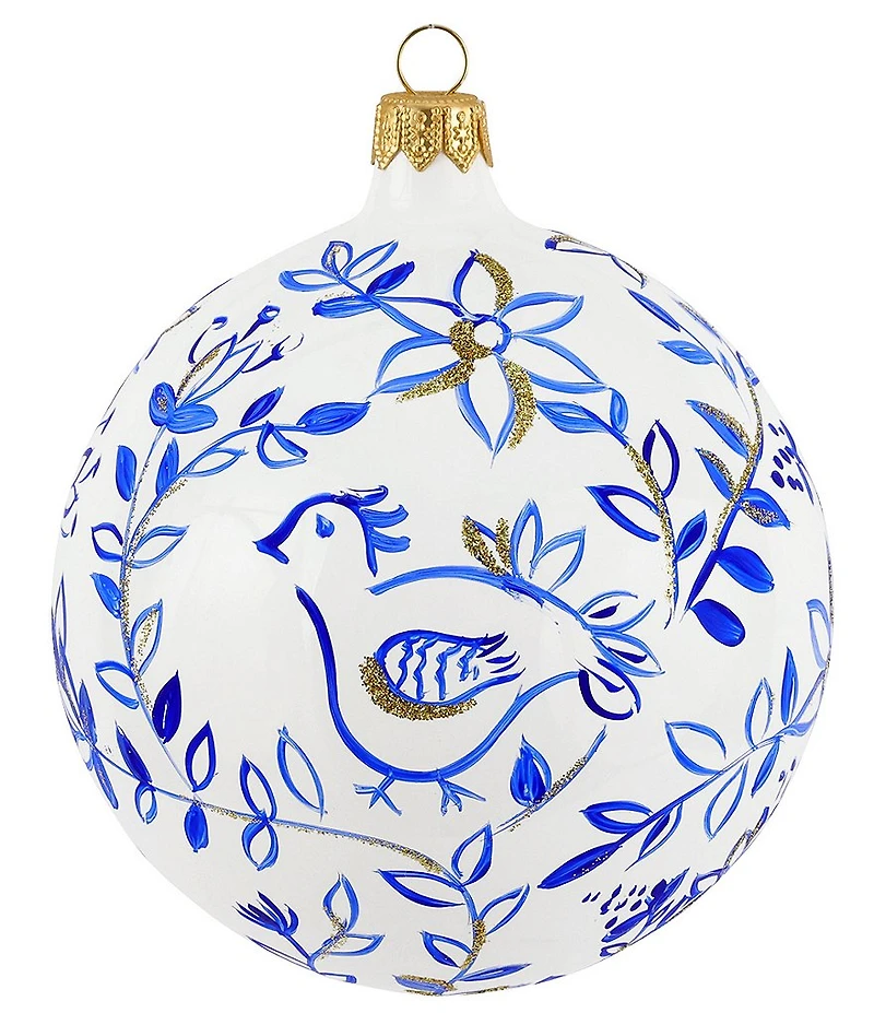 VIETRI Ornaments Blue and White Birds Ornament
