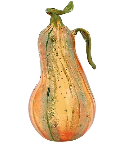 VIETRI Pumpkins Figural Amber Glass Gourd