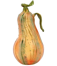 VIETRI Pumpkins Figural Amber Glass Gourd