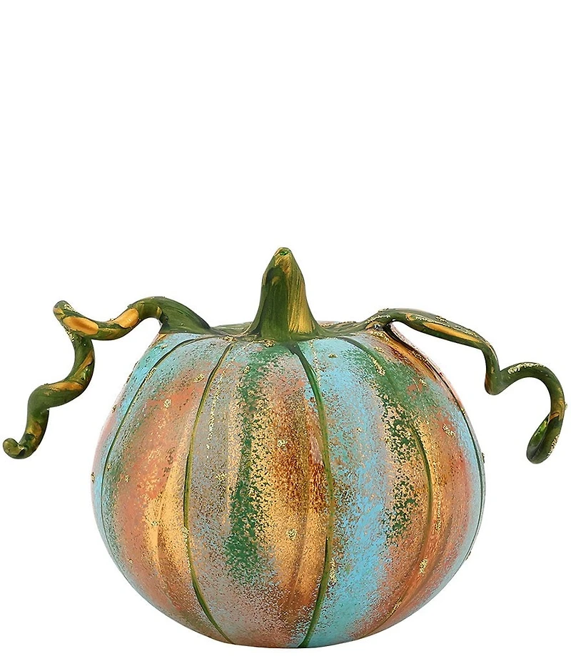VIETRI Pumpkins Figural Blue Glass Pumpkin