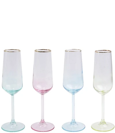 VIETRI Rainbow Novelty Assorted Champagne Flutes, Set of 4