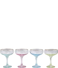VIETRI Rainbow Assorted Coupe Champagne Glass Set of 4