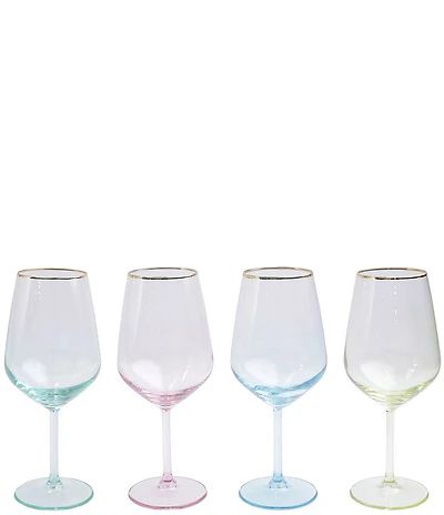 VIETRI Rainbow Novelty Assorted Wine Glass Set of 4