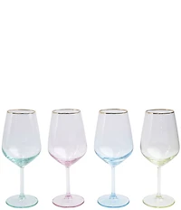VIETRI Rainbow Novelty Assorted Wine Glass Set of 4