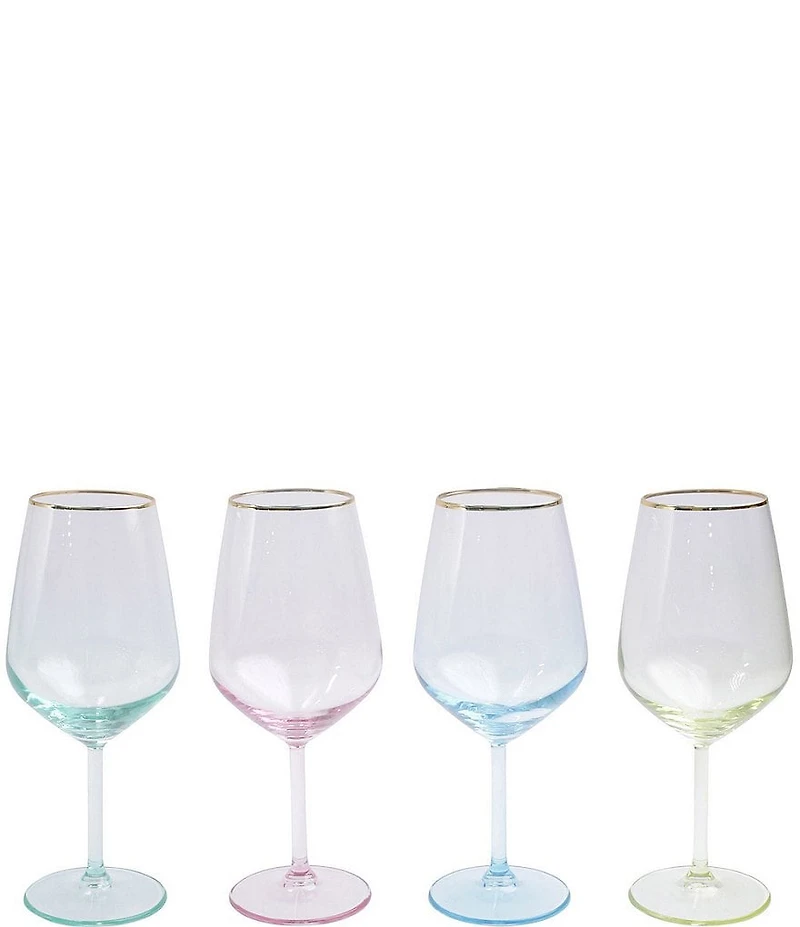 VIETRI Rainbow Assorted Wine Glass Set of 4