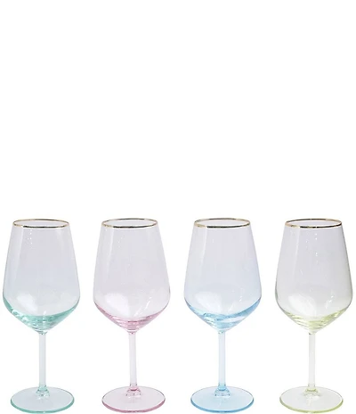 VIETRI Rainbow Assorted Wine Glass Set of 4
