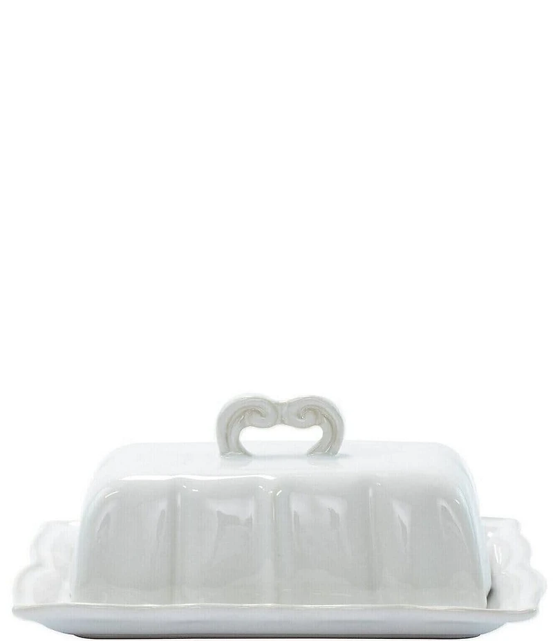 VIETRI Incanto Stone White Baroque Butter Dish