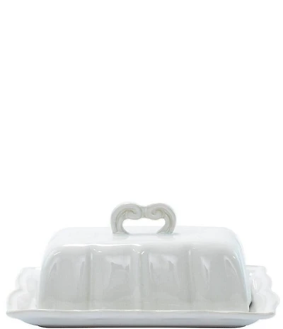 VIETRI Incanto Stone White Baroque Butter Dish