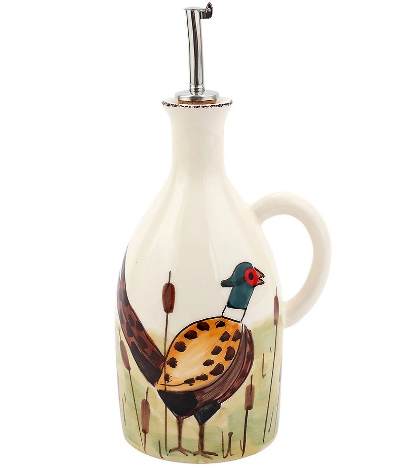 VIETRI Wildlife Pheasant Handled Olive Oil Bottle