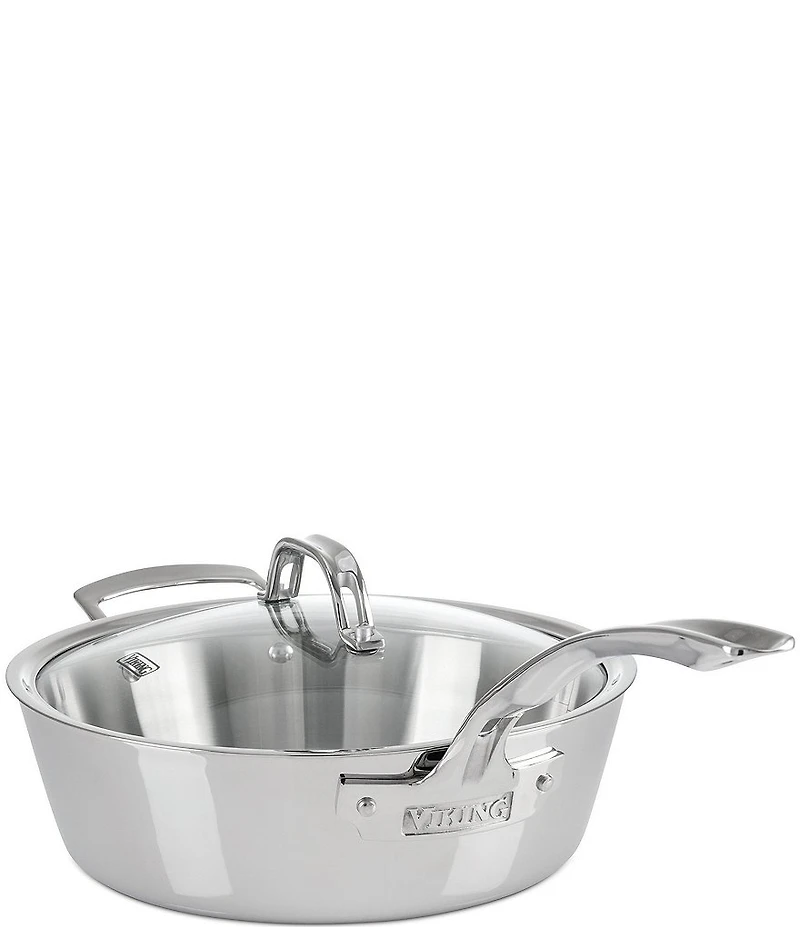 Viking Contemporary 3-Ply Stainless Steel 3.6 Quart Saute Pan with Lid