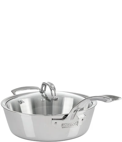 Viking Contemporary 3-Ply Stainless Steel 3.6 Quart Saute Pan with Lid