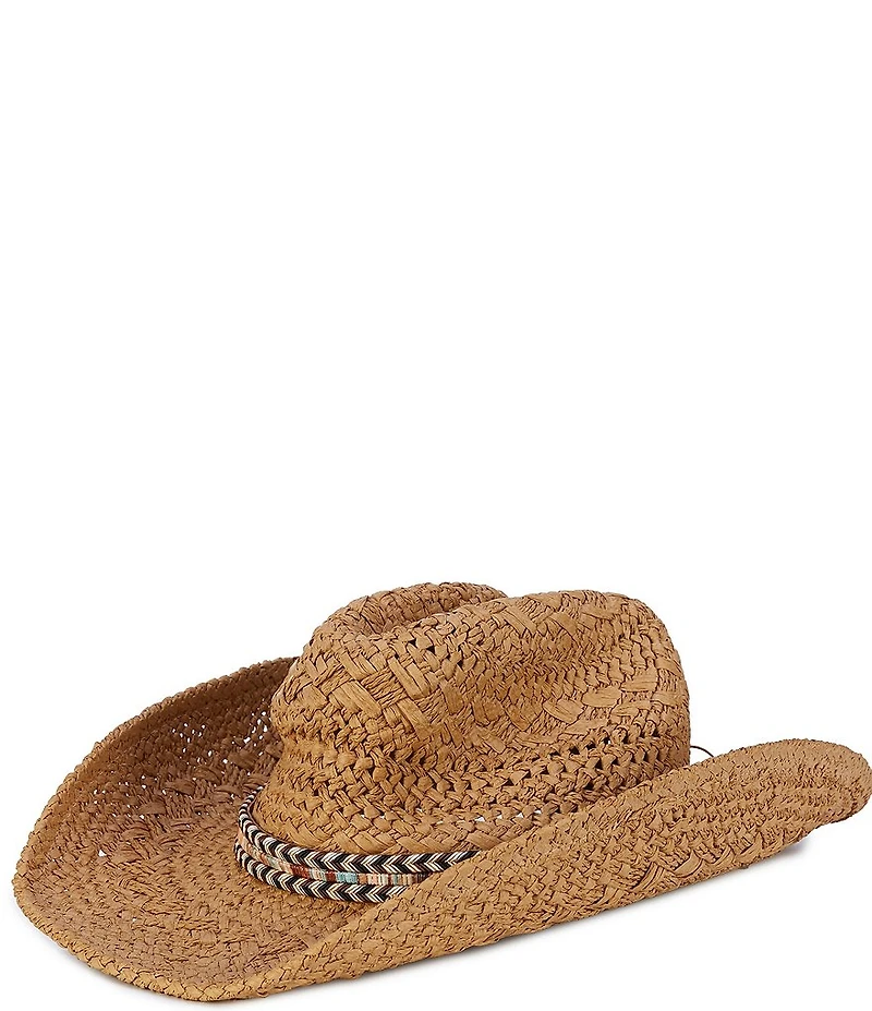 Vince Camuto Novelty Trim Straw Cowboy Hat