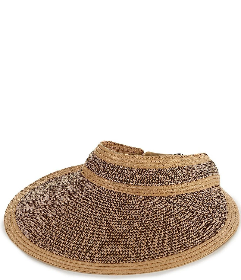 Vince Camuto Rollup Tweed Straw Visor Hat