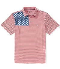 Vineyard Vines American Flag Sankaty Performance Short Sleeve Polo Shirt