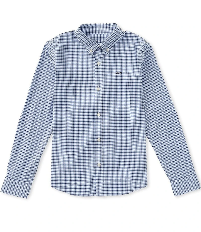 Vineyard Vines Big Boys Long Sleeve Button Front Performance Cotton Check Sport Shirt