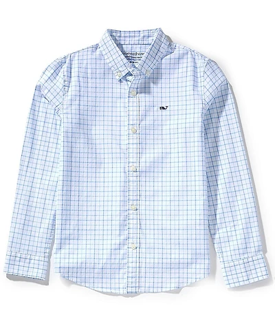Vineyard Vines Big Boys Morada Bay Tattersall Long-Sleeve Button-Front Performance Sportshirt