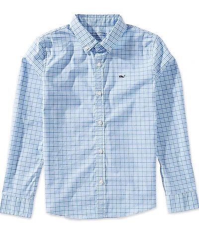 Vineyard Vines Big Boys Performance Cotton Catamaran Check Long Sleeve Shirt