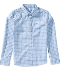 Vineyard Vines Big Boys Performance Cotton Catamaran Check Long Sleeve Shirt
