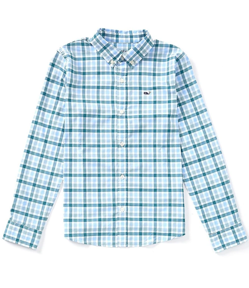 Vineyard Vines Big Boys Plaid Featherweight Long Sleeve Button Front Performance Sport Shirt