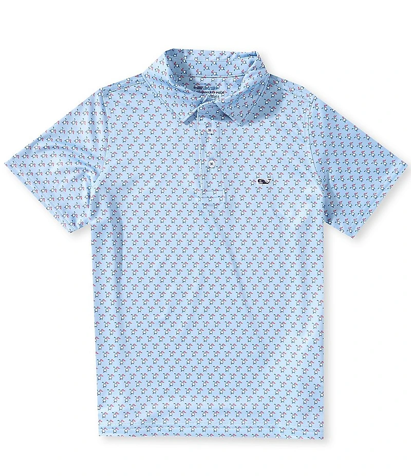 Vineyard Vines Big Boys Sankaty Golf Ball Print Short Sleeve Polo Shirt