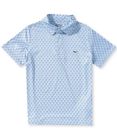Vineyard Vines Big Boys Sankaty Golf Ball Print Short Sleeve Polo Shirt