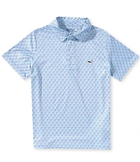 Vineyard Vines Big Boys Sankaty Golf Ball Print Short Sleeve Polo Shirt