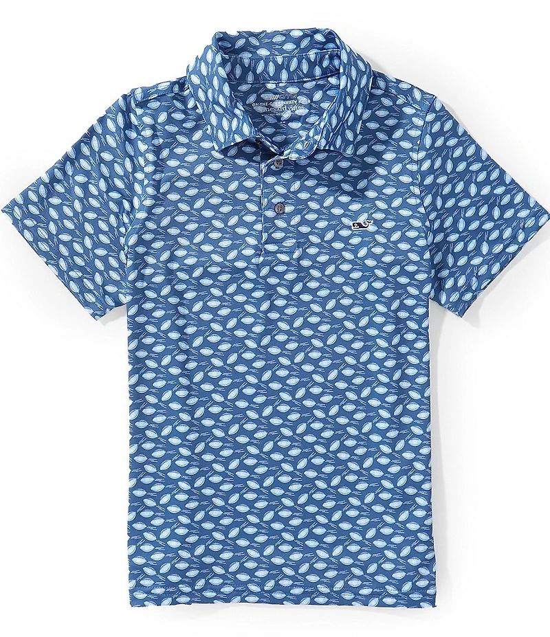 Vineyard Vines Big Boys Sankaty Football Print Short Sleeve Polo Shirt