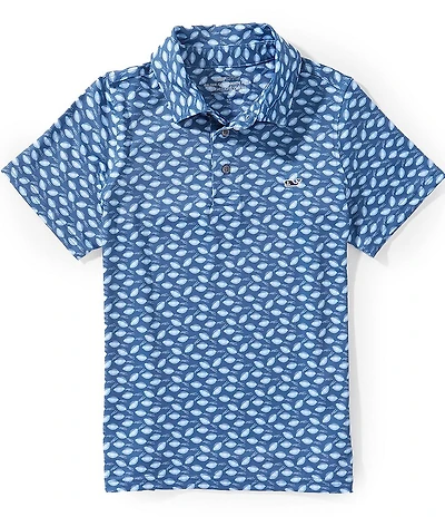 Vineyard Vines Big Boys Sankaty Football Print Short Sleeve Polo Shirt