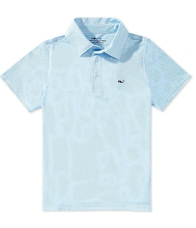 Vineyard Vines Big Boys Sankaty Whale Print Short Sleeve Polo Shirt