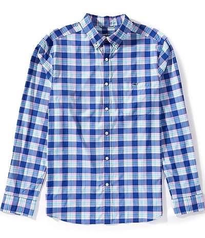Vineyard Vines Coconut Key Plaid Featherweight Performance Stretch Long Sleeve Woven Shirt