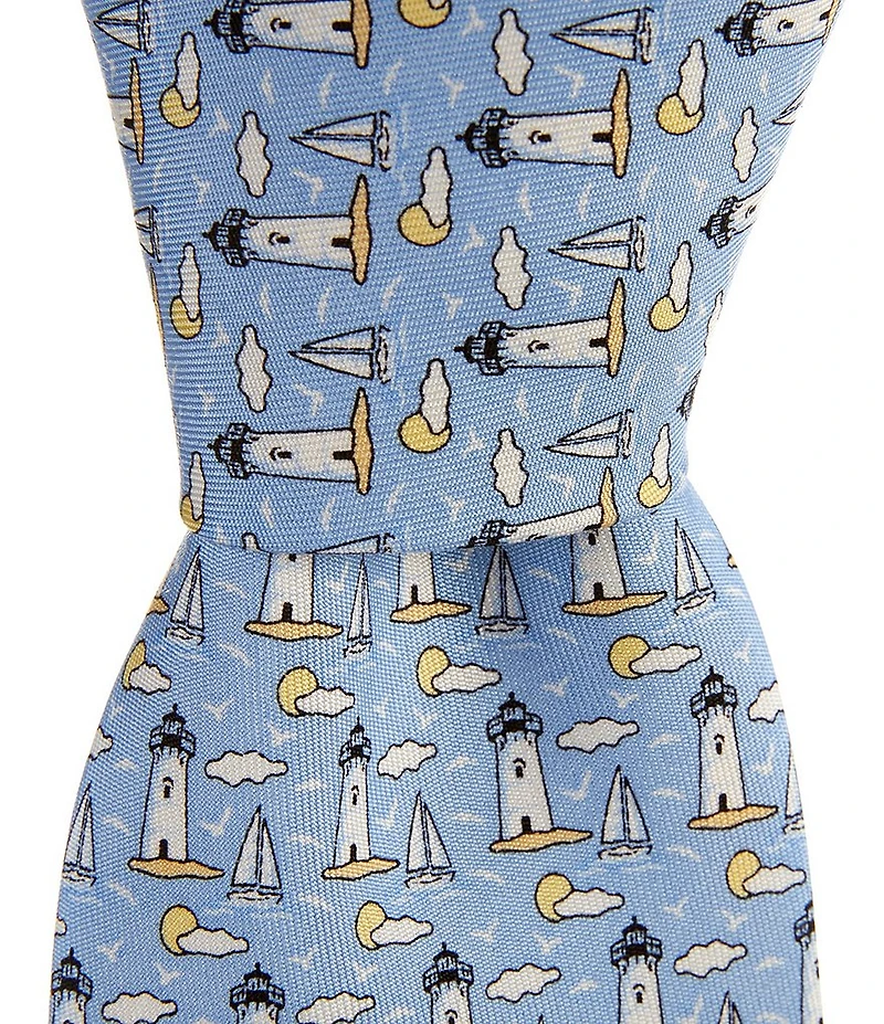 Vineyard Vines Edgartown Lighthouse Print Silk Tie