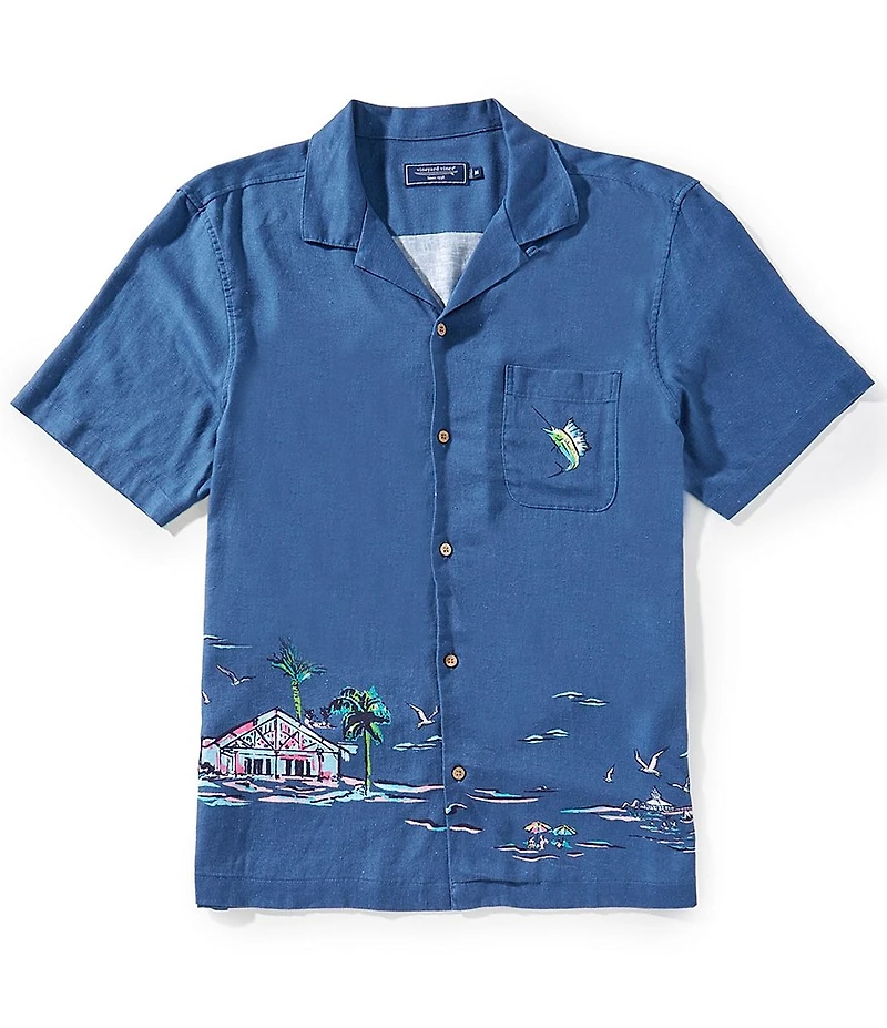 Vineyard Vines Placed Scenic Print Short Sleeve Woven Shirt