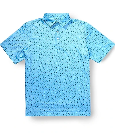 Vineyard Vines Sankaty Performance Golf Blue Print Short Sleeve Polo Shirt